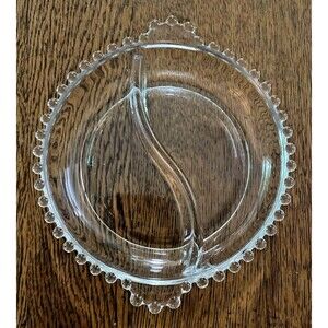 VTG Imperial Glass Candlewick Clear Glass Divided Candy/Relish/Nut Dish; Handled
